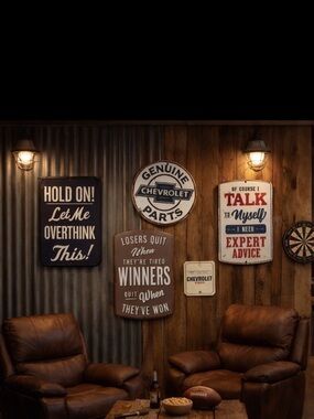 Vintage styled Metal Sign Set - Black, White, Brown all new